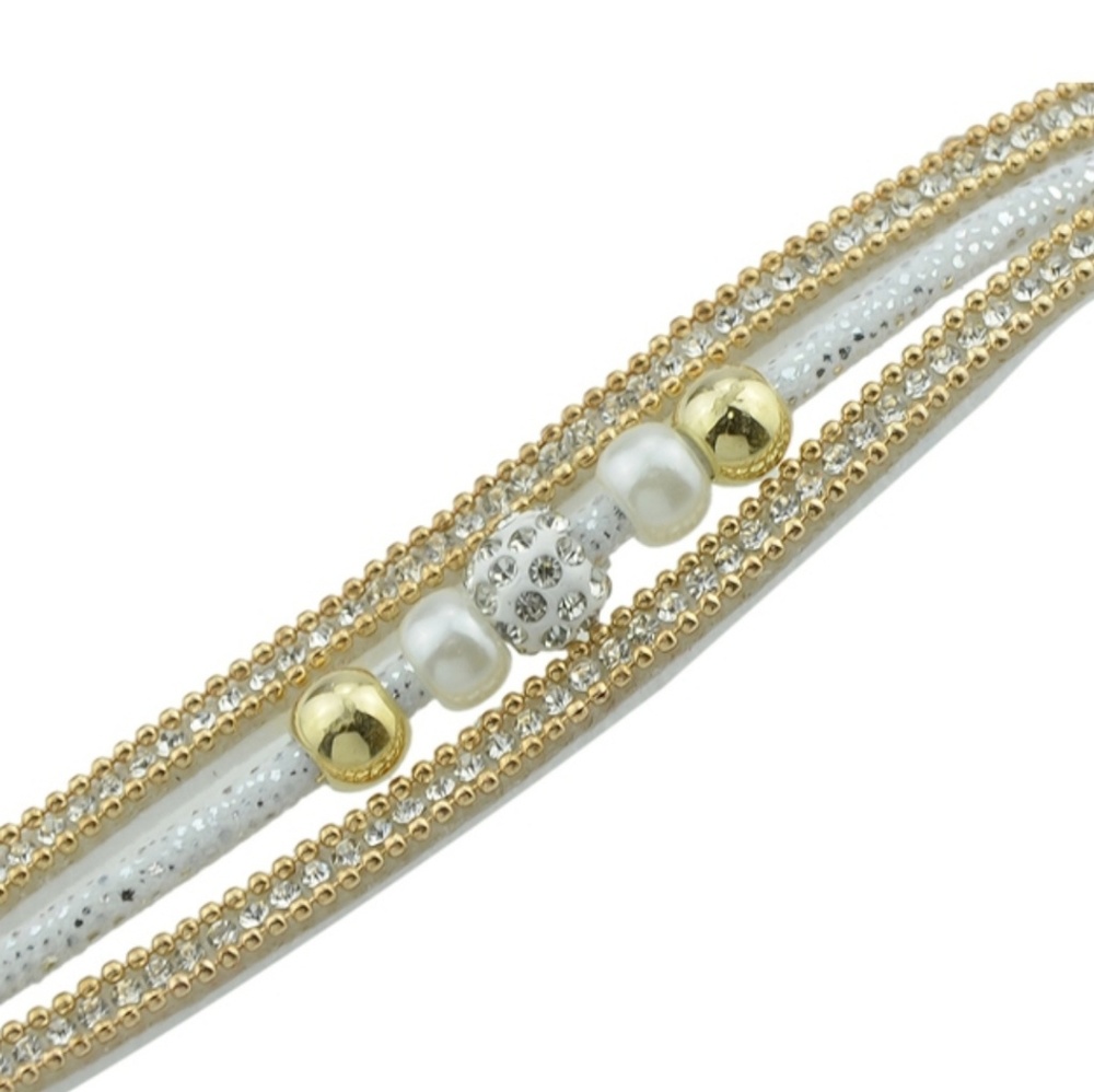 White Pu Leather Multilayer Bracelet